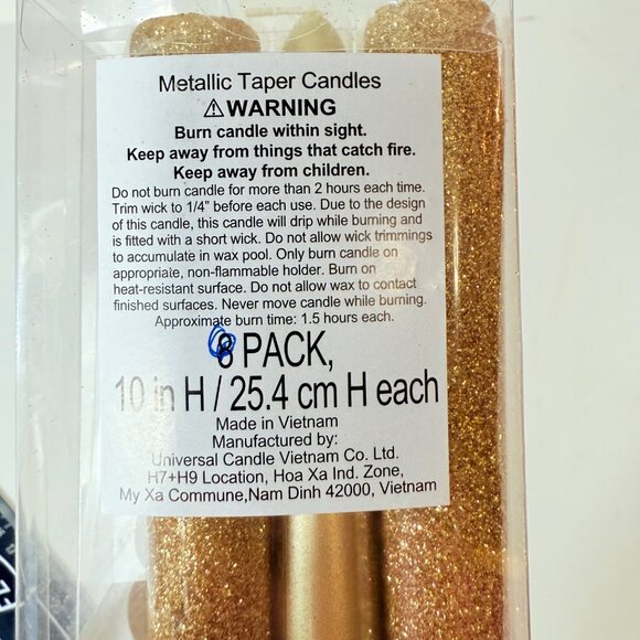 Holiday Metallic Gold Glitter Taper Candles Two Tone Set Of 6 By Cynthia Rowley - Picture 14 of 16